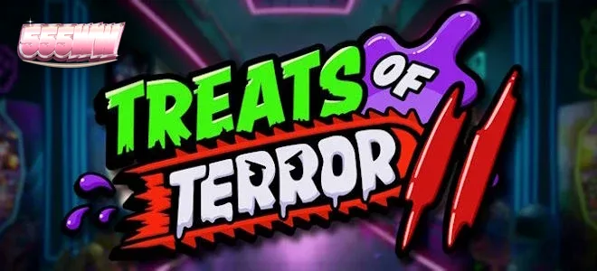 Treats of Terror II স্লট গেমের একটি দৃশ্য যেখানে দুষ্টু খাবারের চরিত্রগুলো দেখা যাচ্ছে